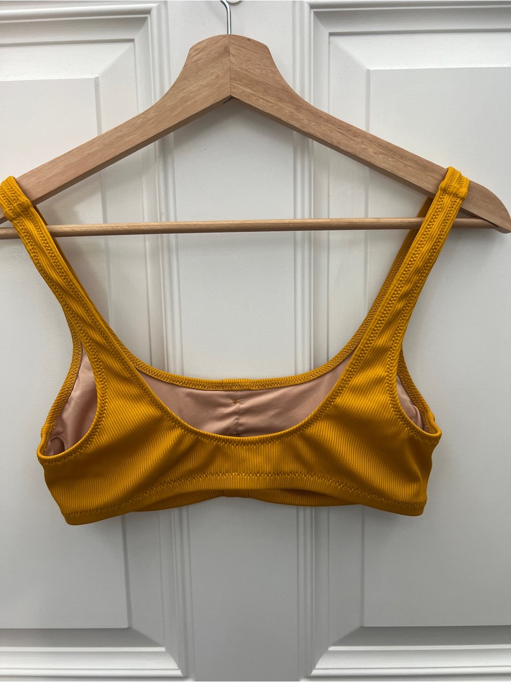Madewell Second Wave Ribbed Button Front Bikini Top Mustard Yellow Small - Picture 5 of 5